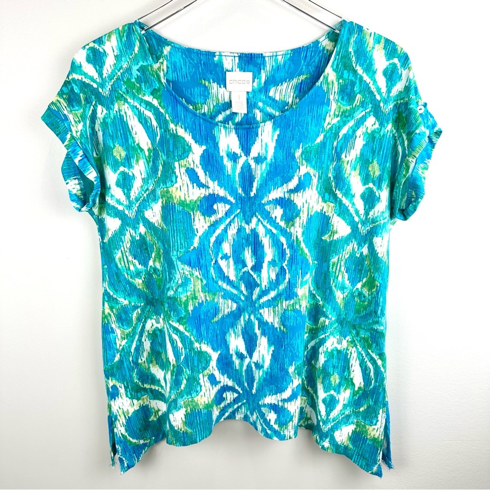 Chico's Blue Green Short Sleeve Tee